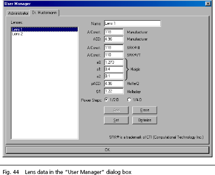 IOLMaster Lens Constants