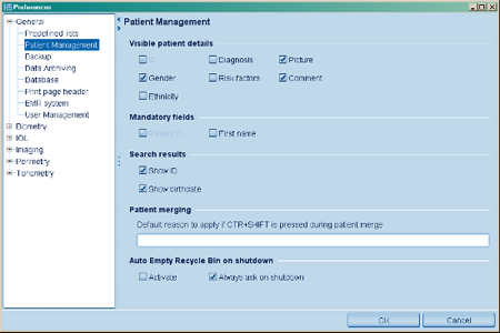Patient Management Eyesuite Preferences Haag Streit Lenstar