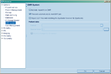 EMR System Eyesuite Preferences Haag Streit Lenstar