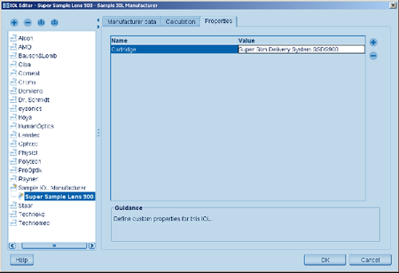 IOL Calculation Editor Properties Haag Streit Lenstar