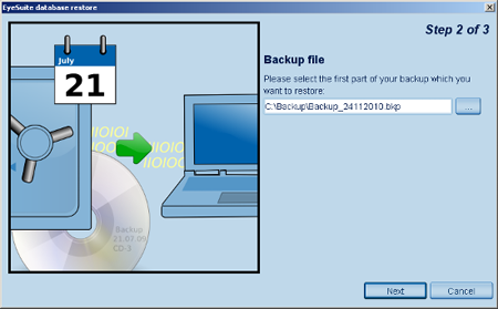 IOL Restore Select Backup File Program Functions: Restore Database Haag Streit Lenstar