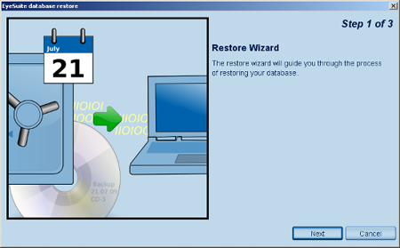 IOL Restore Wizard Start Program Functions: Restore Database Haag Streit Lenstar