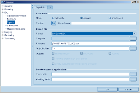 IOL Calculation Export Settings Haag Streit Lenstar