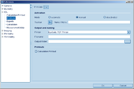 IOL Calculation Printout Settings Haag Streit Lenstar