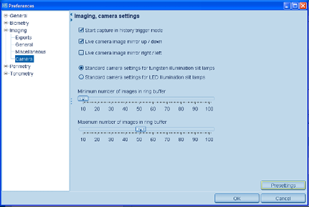 Preferences Camera LENSTAR Operation Imaging