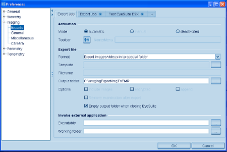 Preferences Exports LENSTAR Operation Imaging