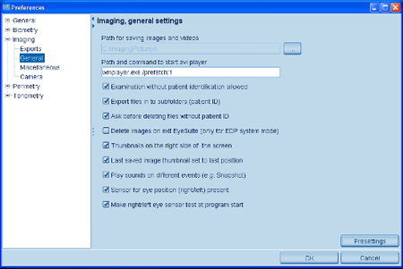 Preferences General LENSTAR Operation Imaging