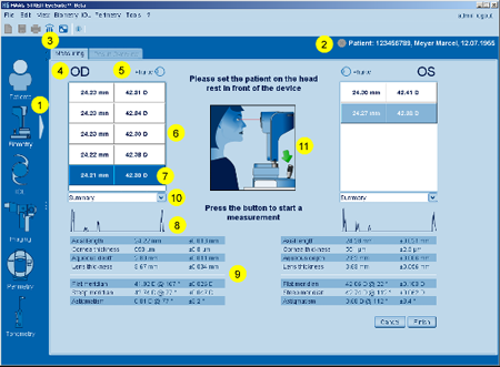 Mesaurement Screen Overview LENSTAR Biometry