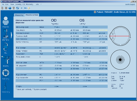 Result Overview LENSTAR Biometry