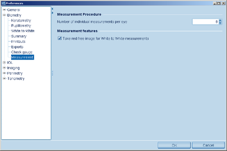 Settings Measurement LENSTAR Biometry