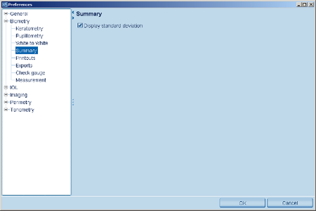 Settings Summary LENSTAR Biometry