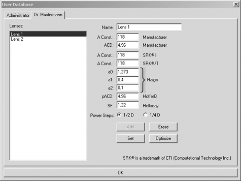 IOLMaster Software Screen Shot