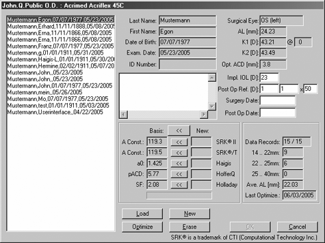 IOLMaster Lens Constants